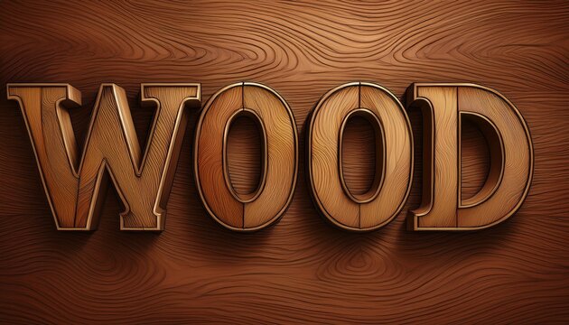 wood 3d text style effect