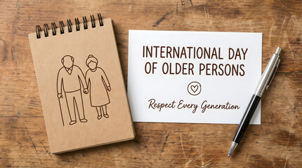 International Day of Older Persons concept, respect every generation, senior couple illustration