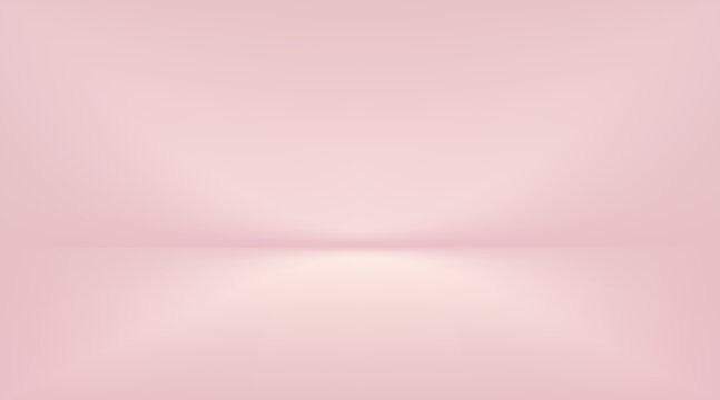 Pink studio background with rose gold gradient creates elegant spring display space for luxury cosmetic product presentation and design concepts. Vector bg illustration