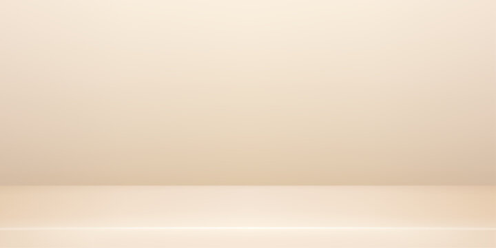Minimalist cream gradient backdrop with warm champagne tones. Clean abstract scene bg featuring subtle shadows and delicate pastel hues for elegant displays products. Vector Illustration