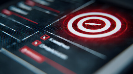 Obraz premium Close up of a digital target icon on a touchscreen interface isolated on transparent background