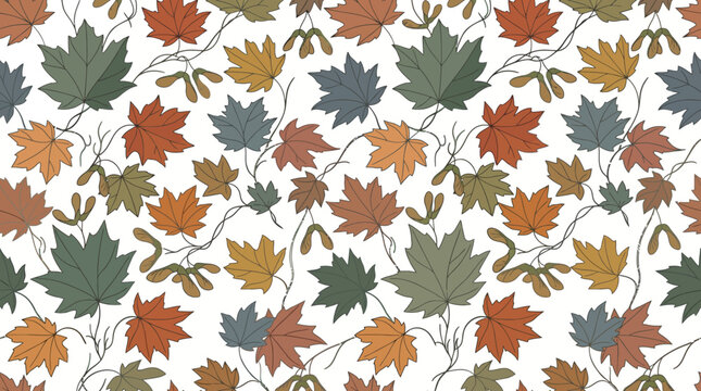 Autumn Maple Leaf Pattern Seamless Background.