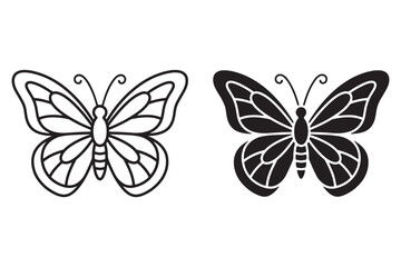 Obraz premium Black and white butterfly icons Vector, illustration