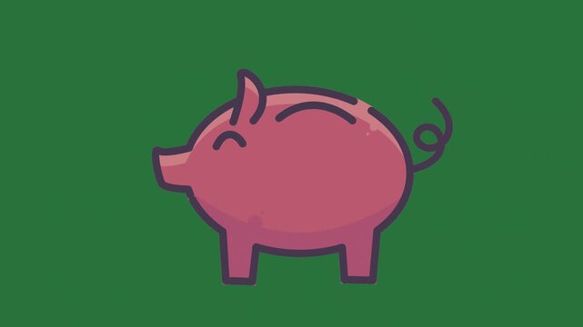 Pink Pig Gold Animated Green Screen Chroma Key Background