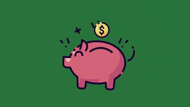 Pink Pig Animated Green Screen Chroma Key Background