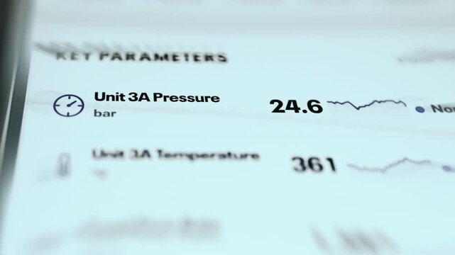 Oil Refinery monitoring dashboard displaying operational metrics for Unit 3A Pressure