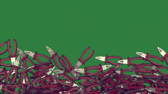 Flying Bunch Scissors Red Animated Green Screen Chroma Key