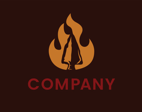 Fire with Indian Arrowhead BBQ Grill Logo Vector Icon