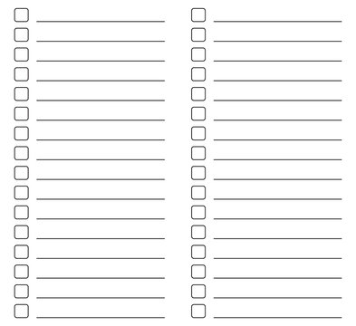 Vertical checklist template with two columns of rounded square boxes and horizontal lines checklist template checkbox