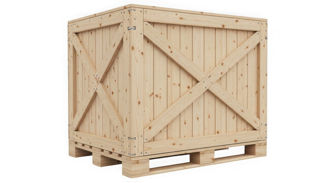Large wooden cargo crate on a shipping pallet