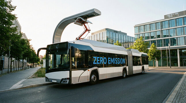 Electric City Bus Charging at Pantograph Station