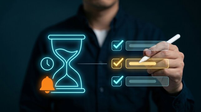 Time Management Checklist and Deadline Reminder Interface. Business Productivity Planning, Workflow Optimization and Task Tracking Digital Scheduling
