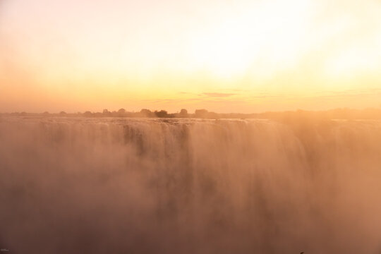 Victoria Falls at sunrise from the Zimbabwe side