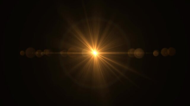 camera lens streak flare gold yellow light glowing alpha channel loopable animation,flicker rays isolated video and stream overlay motion design element