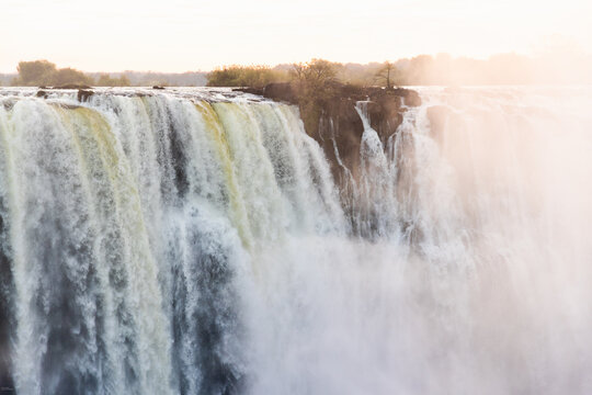 Victoria Falls at sunrise from the Zimbabwe side
