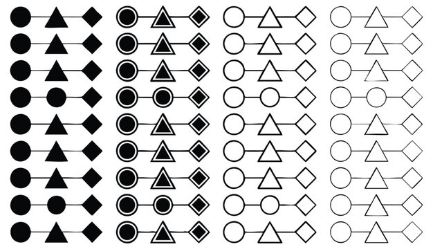 Bullet points. Minimalistic bullet point icons with arrows, dots and star, heart shapes. Vector set for UI UX design, web development, presentations and infographics