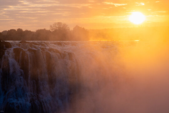 sunrise over Victoria Falls from the Zimbabwe, Africa side