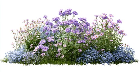 Obraz premium Lush cluster of delicate purple and blue wildflowers blooming vibrantly