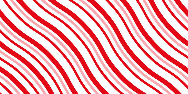 Candy cane Christmas background, peppermint diagonal stripes print seamless pattern