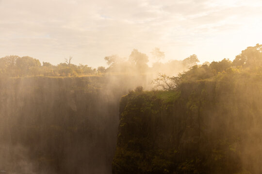 sunrise over Victoria Falls from the Zimbabwe side, Zimbabwe, Africa