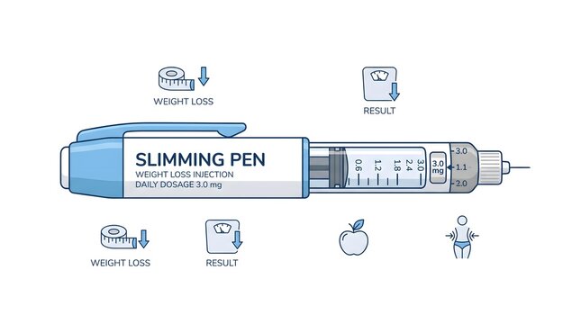 Weight Loss Injection Pen for Obesity and Diabetes Treatment Concept