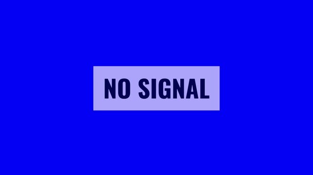 Animated No Signal text on blue screen. Animation Video 4K