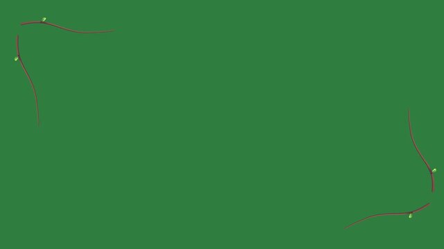 green screen black outline leaves red berries animated chromakey scene creative cartoonish movement layers illustration expression
