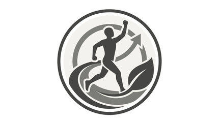 Obraz premium Man Running in Circular Eco Symbol.