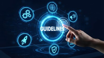 Obraz premium Digital guidelines and technology interface navigating modern business with innovative tech solutions