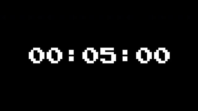 An erratic digital clock features pixelated white numerals Alpha Channel, rapidly cycling through unpredictable and impossible time codes in a mesmerizing display of chaotic chronologies.
