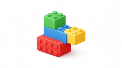 Naklejka premium Vibrant interlocking plastic construction bricks arranged in a playful stacked formation for creative children education and geometric model building