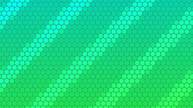 Abstract Hexagonal Grid Motion Background with Green and Cyan Diagonal Stripes