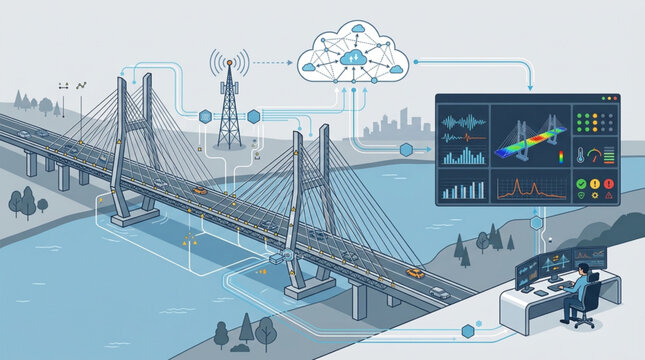 Smart bridge infrastructure monitoring with cloud technology and data analytics.