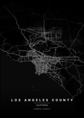 County Map Poster of Los Angeles, California - Noir Style © CreativAI