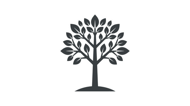 Tree Icon With Leaves Silhouette.