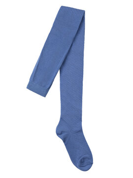 Kids cotton tights denim blue color neatly folded isolated on white background