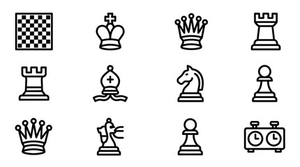 Chess Game Icons: Board, King, Queen, Rook, Bishop, Knight, Pawn, Timer © Brian