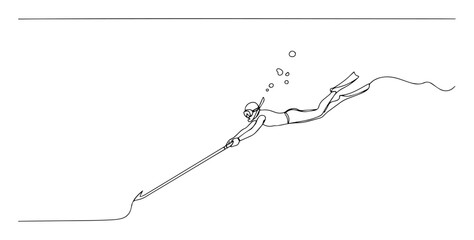 scuba diver pulling rope underwater scene © Wieslaw