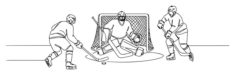 ice hockey match with players and goalie action © Wieslaw