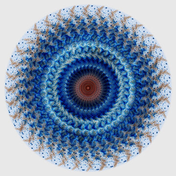 Abstract blue mandala from mathematical transform of macro photo
