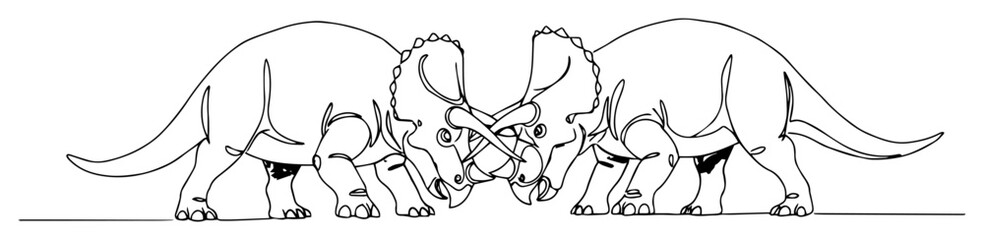 triceratops dinosaurs fighting with horns © Wieslaw