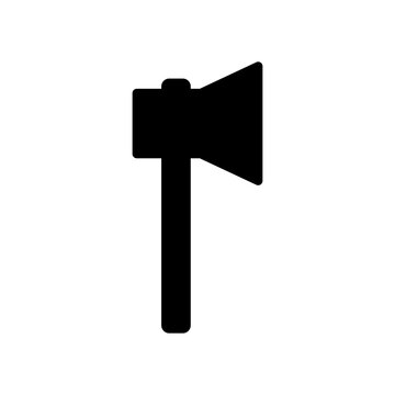 Black flat vector icon of a sharp wood axe