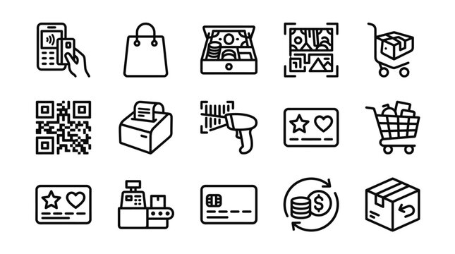 E-commerce Icons: Shopping, Payment, Delivery, and Loyalty