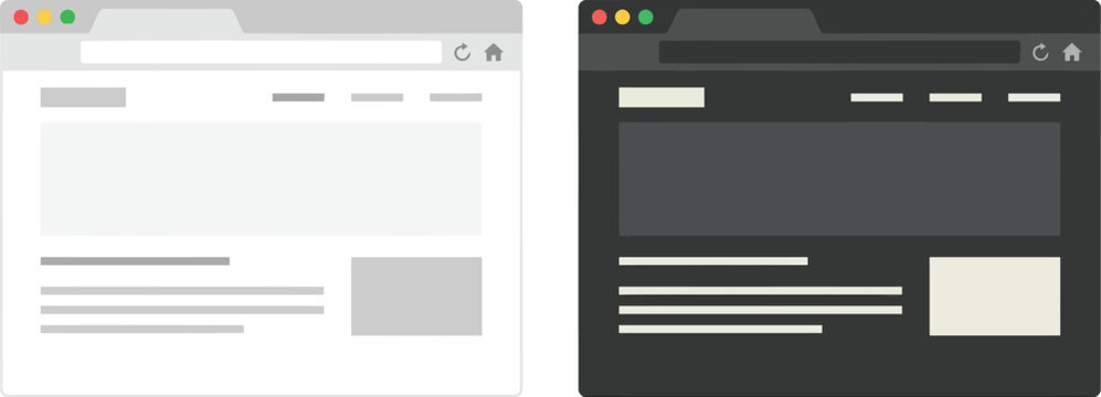 Modern web browser windows on desktop screen. Dual internet tabs open for multitasking and digital workflow efficiency.