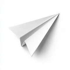 Naklejka premium A crisp white paper airplane is suspended in the air, casting a soft shadow