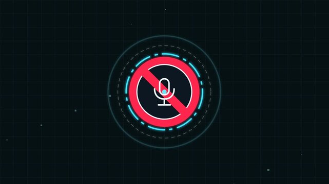 No Microphone Futuristic Prohibition Sign Animation