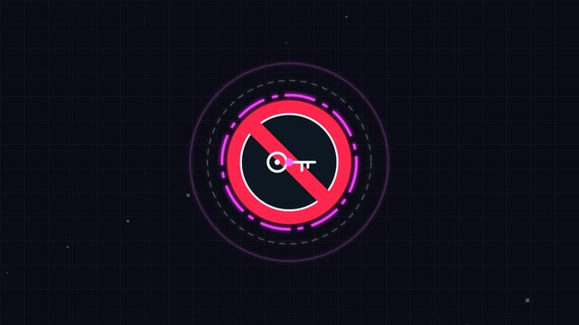 No Keys Futuristic Prohibition Sign Animation