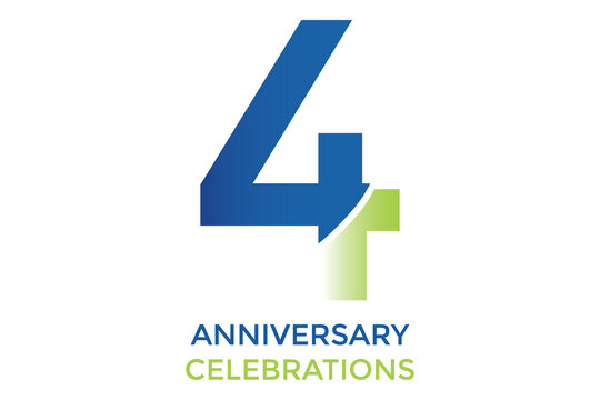 4th anniversary celebrations blue gradient and green gradient colors on a white background