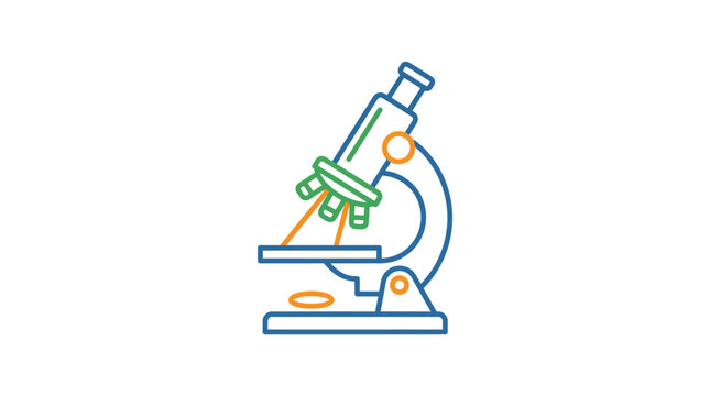 A simple line art illustration of a laboratory microscope on a white background