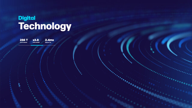Digital Technology Background Featuring Glowing Abstract Data Wave Lines, Futuristic Network Flow And Modern Blue Gradient Design. Digital Technology Backgrounds. Vector Illustration.